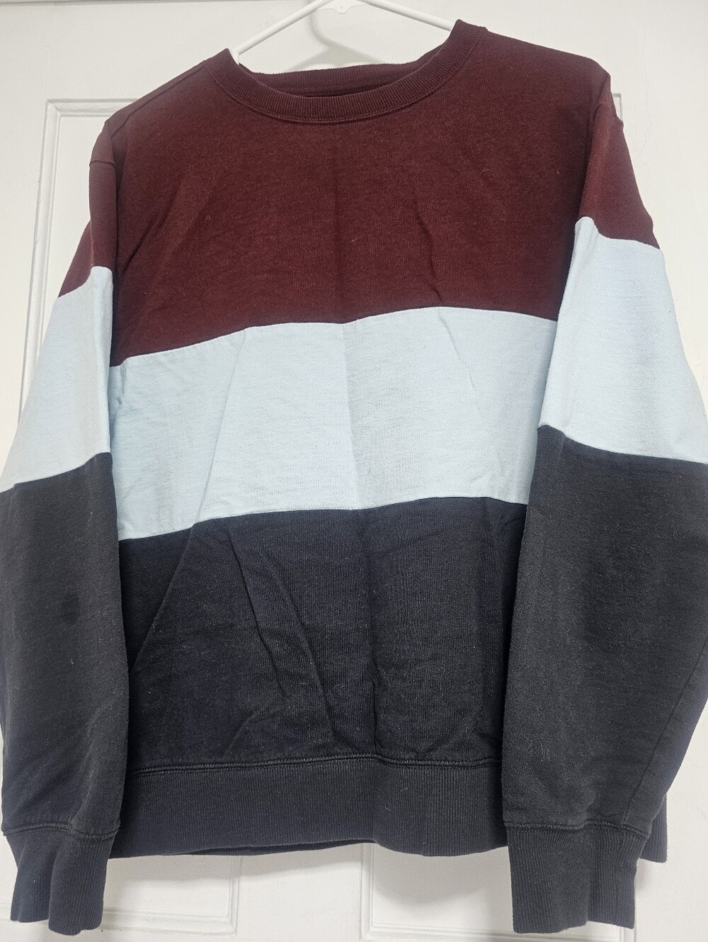 Original Use Men's Colorblock Crewneck - Burgundy, Light Blue & Black